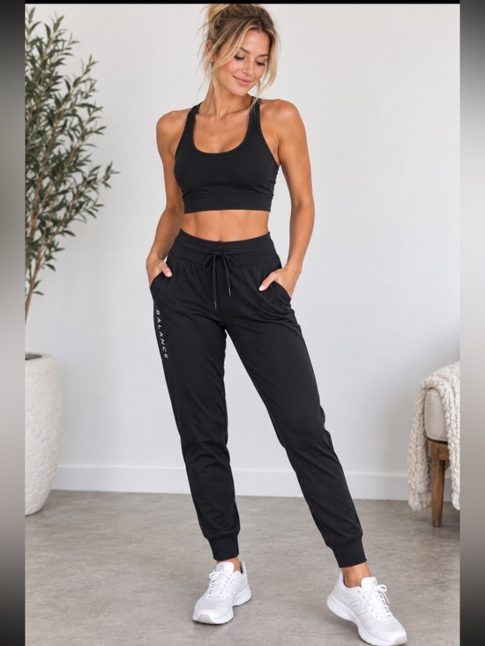 Balance Collection Black High Waisted Jogger Pants Size XS